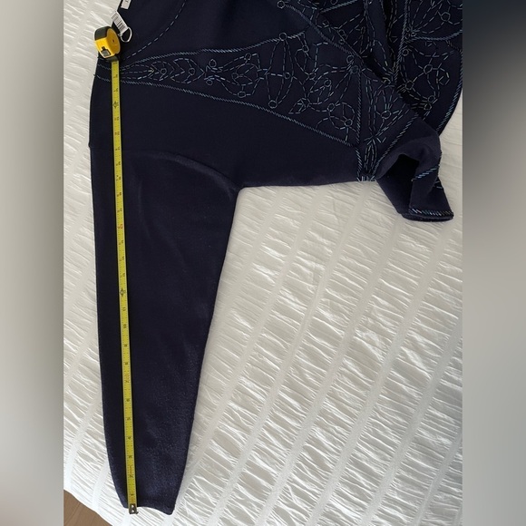 JACQUES VERT Navy Blue Iridescent Beads Fine Knit Sweater Embellished Fancy - Picture 14 of 16